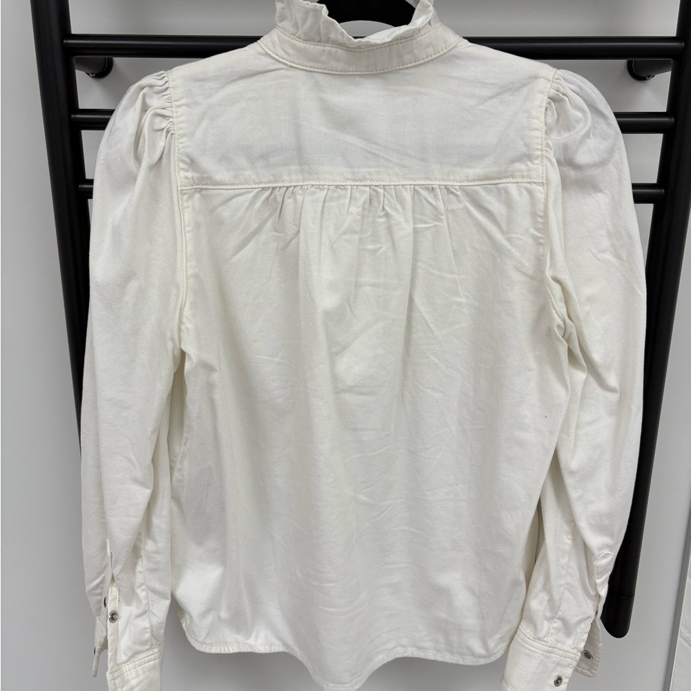 ba&sh Ivory Ruffle Front Button Long Sleeve Blouse - Picture 6 of 7